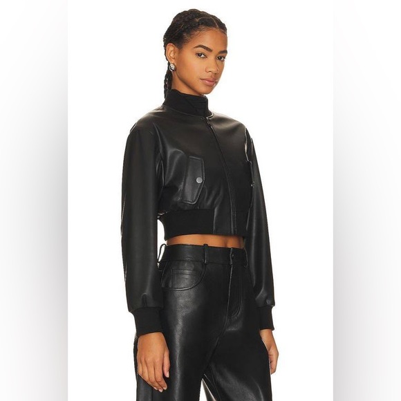 NWT Lamarque Evelin Faux Leather Cropped Bomber Jacket L - PERFECT FALL JACKET - Picture 6 of 17